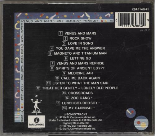 Paul McCartney and Wings Venus And Mars CD album (CDLP) UK MCCCDVE768124