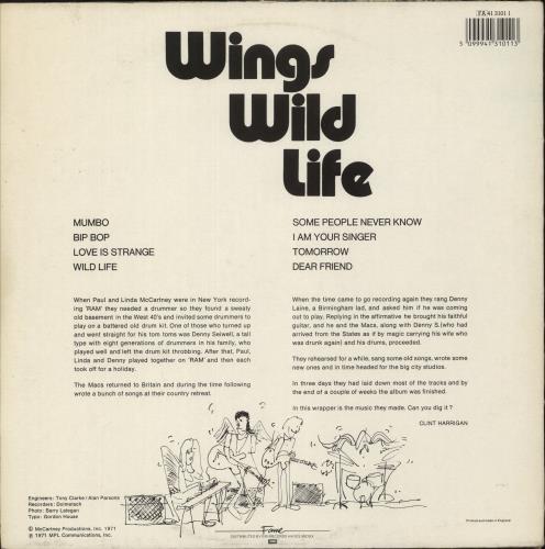 Paul McCartney and Wings Wild Life vinyl LP album (LP record) UK MCCLPWI522233