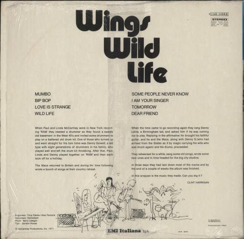 Paul McCartney and Wings Wild Life vinyl LP album (LP record) Italian MCCLPWI864808
