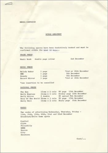 Paul McCartney and Wings Wings Greatest memorabilia UK MCCMMWI394720
