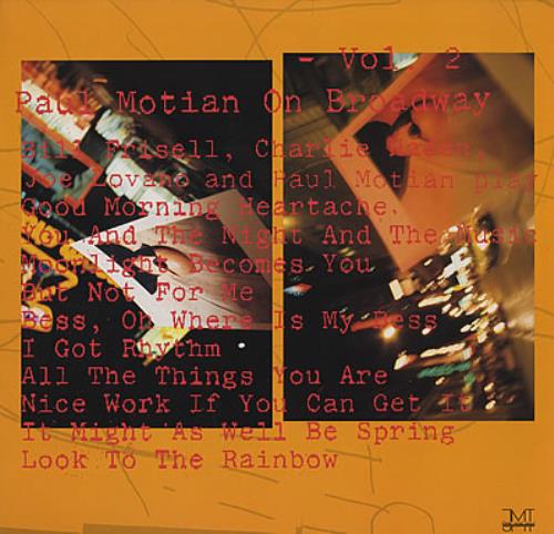 Paul Motian On Broadway Volume 2 vinyl LP album (LP record) German PCQLPON373617