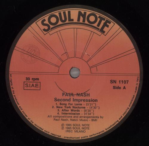 Paul Nash Second Impression vinyl LP album (LP record) Italian 9E3LPSE879829