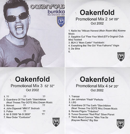 Paul Oakenfold Bunkka Interview Disk + Promotional Mixes 2-4 Oct 2002 CD-R acetate UK POFCRBU317829