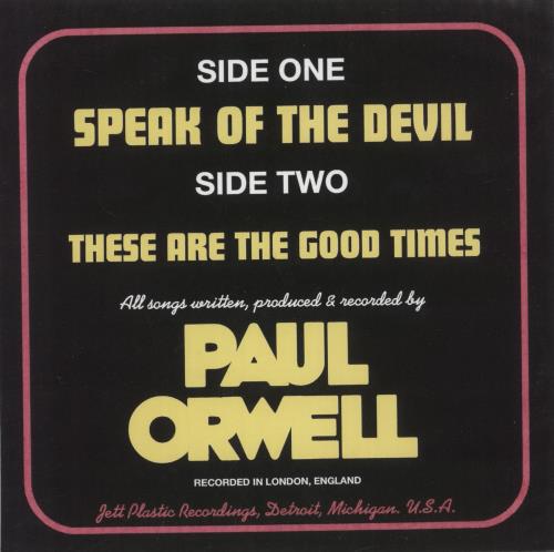 Paul Orwell Speak Of The Devil - Red Vinyl 7" vinyl single (7 inch record / 45) US QBY07SP883620