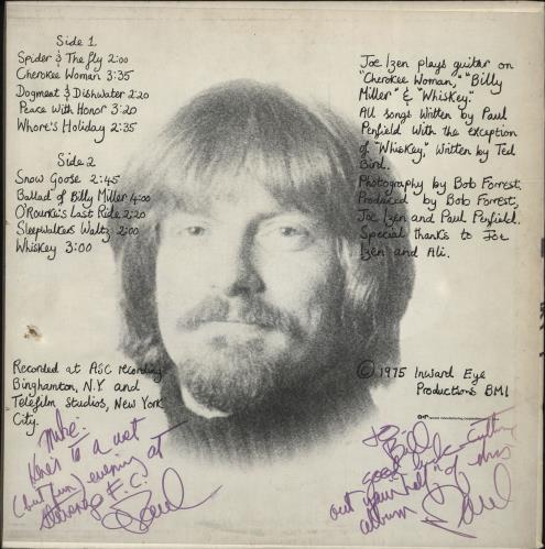 Paul Penfield Inward Eye - Autographed vinyl LP album (LP record) US QMYLPIN700729