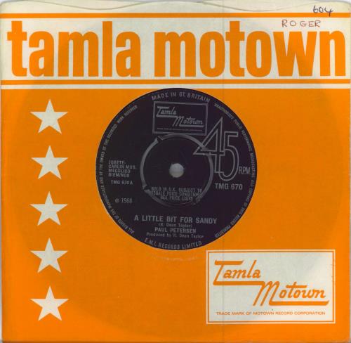 Paul Peterson A Little Bit For Sandy 7" vinyl single (7 inch record / 45) UK PT307AL783533