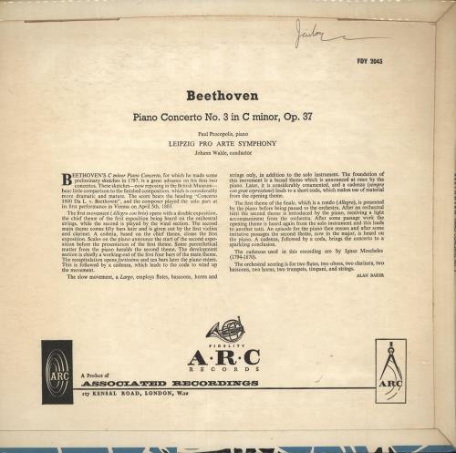 Paul Procopolis Piano Concerto No.3 In C Minor (Opus 37) vinyl LP album (LP record) UK QW-LPPI723448