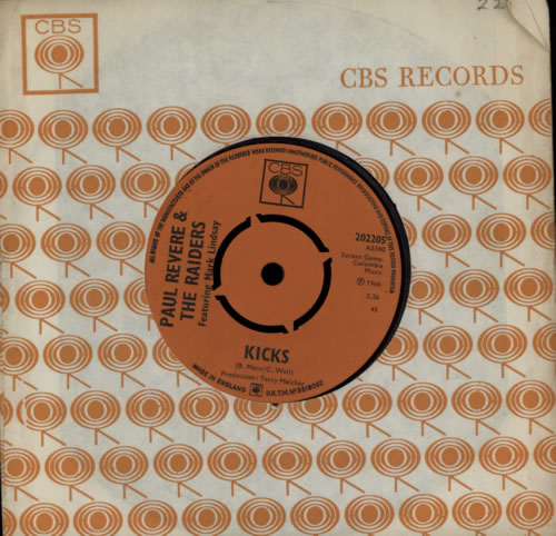 Paul Revere & The Raiders Kicks 7" vinyl single (7 inch record / 45) UK PRV07KI612668