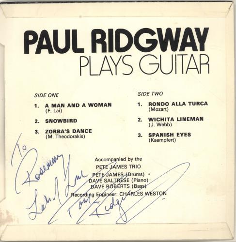 Paul Ridgway Plays Guitar - Autographed 7" vinyl single (7 inch record / 45) UK PUW07PL376951