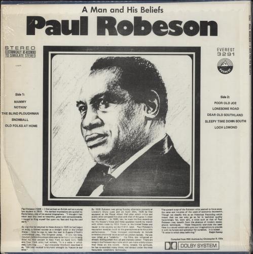 Paul Robeson A Man And His Beliefs vinyl LP album (LP record) US PC8LPAM888413