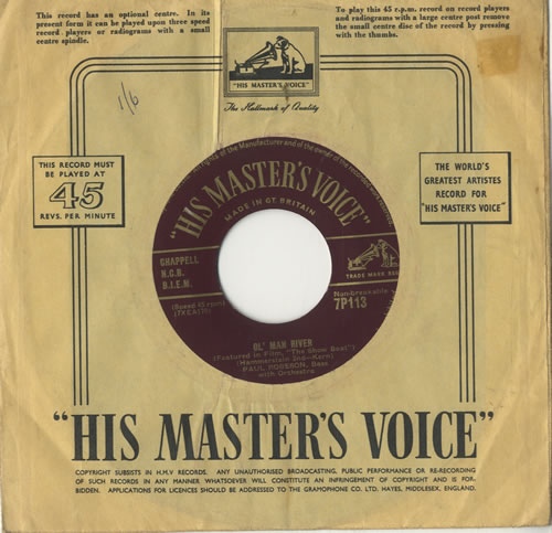 Paul Robeson Ol' Man River 7" vinyl single (7 inch record / 45) UK PC807OL570132