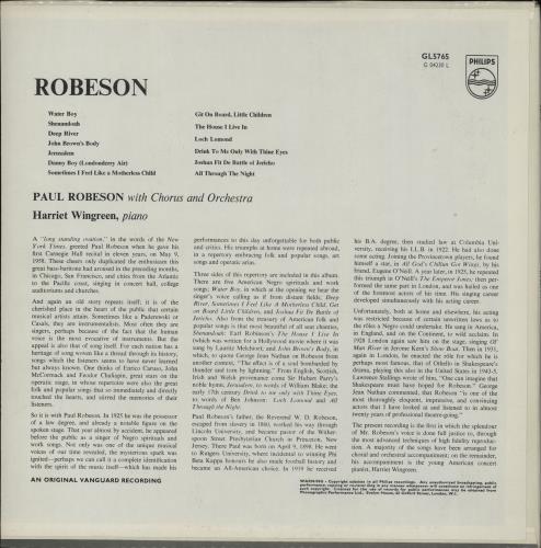 Paul Robeson Robeson vinyl LP album (LP record) UK PC8LPRO762774