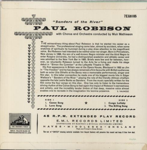 Paul Robeson Sanders Of The River 7" vinyl single (7 inch record / 45) UK PC807SA375488