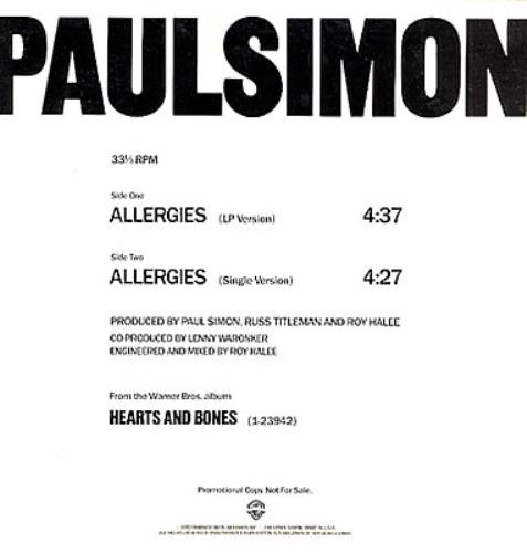 Paul Simon Allergies 12" vinyl single (12 inch record / Maxi-single) US PSI12AL66100