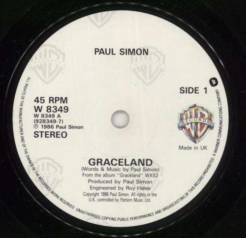 Paul Simon Graceland 7" vinyl single (7 inch record / 45) UK PSI07GR421139