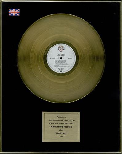 Paul Simon Graceland in-house award disc UK PSIAIGR479370