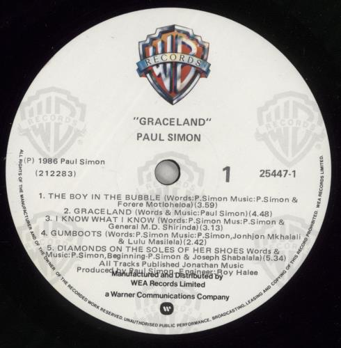 Paul Simon Graceland vinyl LP album (LP record) New Zealand PSILPGR875792