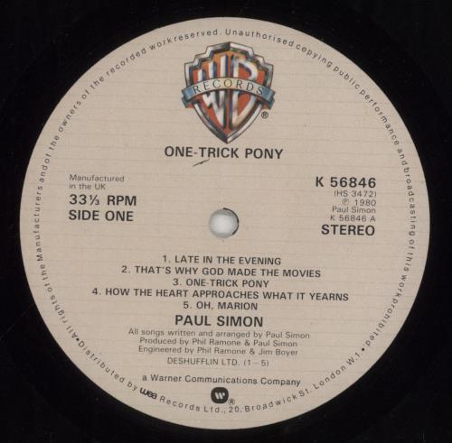 Paul Simon One Trick Pony vinyl LP album (LP record) UK PSILPON287171