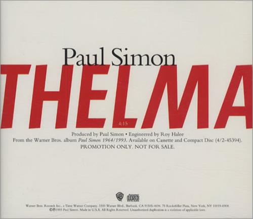 Paul Simon Thelma CD single (CD5 / 5") US PSIC5TH454046