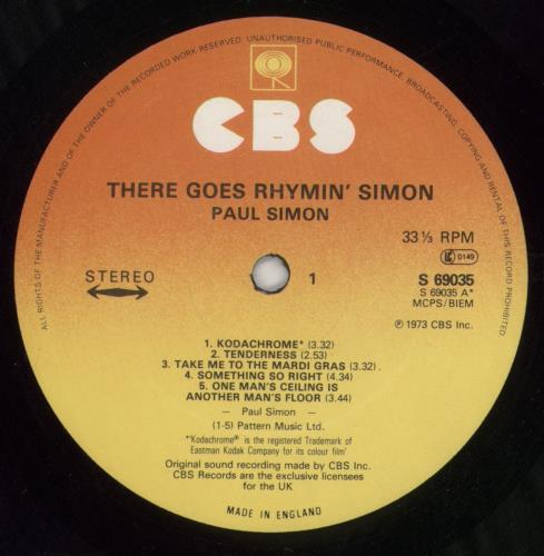 Paul Simon There Goes Rhymin' Simon vinyl LP album (LP record) UK PSILPTH701055