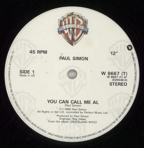 Paul Simon You Can Call Me Al 12" vinyl single (12 inch record / Maxi-single) UK PSI12YO92137