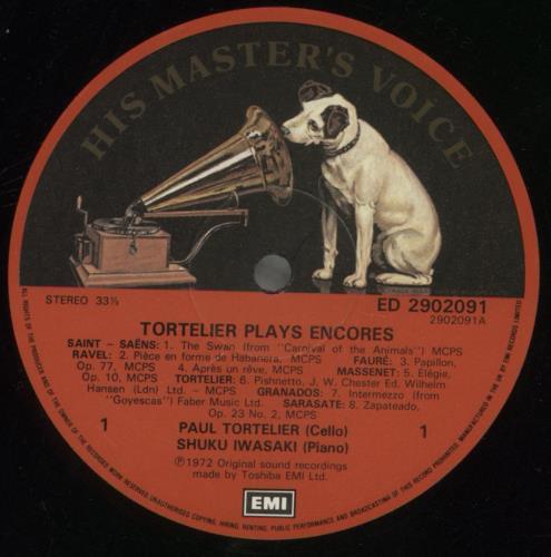 Paul Tortelier Plays Encores vinyl LP album (LP record) UK P03LPPL857264