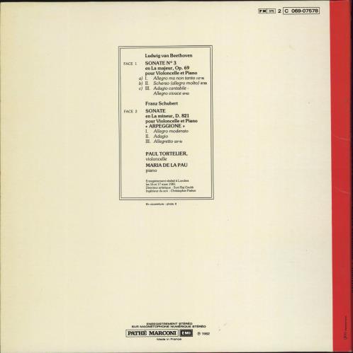 Paul Tortelier Schubert: Sonate 'Arpeggione' / Beethoven: Sonate No. 3 Pour Violoncelle vinyl LP album (LP record) French P03LPSC771518