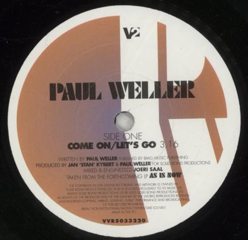 Paul Weller Come On/Let's Go 7" vinyl single (7 inch record / 45) UK WEL07CO338062