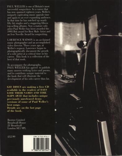 Paul Weller Days Lose Their Names And Time Slips Away book UK WELBKDA167443