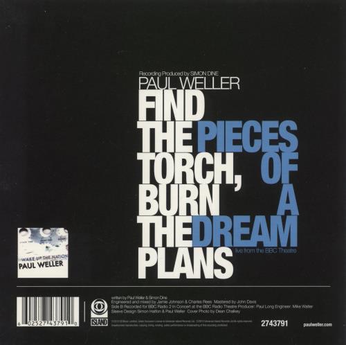 Paul Weller Find The Torch, Burn The Plans 7" vinyl single (7 inch record / 45) UK WEL07FI510199