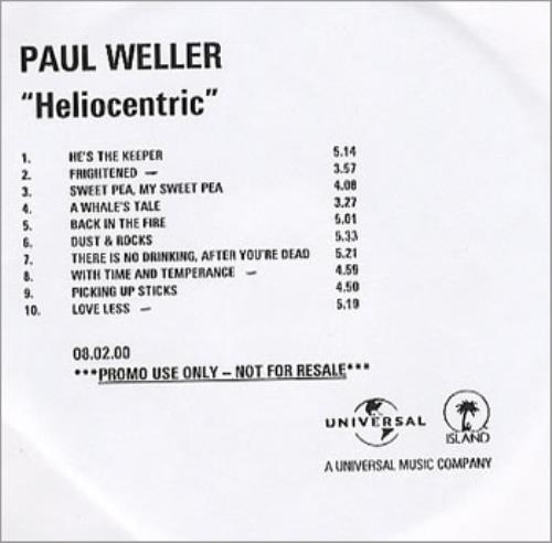 Paul Weller Heliocentric CD-R acetate UK WELCRHE160355