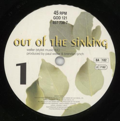 Paul Weller Out Of The Sinking 7" vinyl single (7 inch record / 45) UK WEL07OU40679