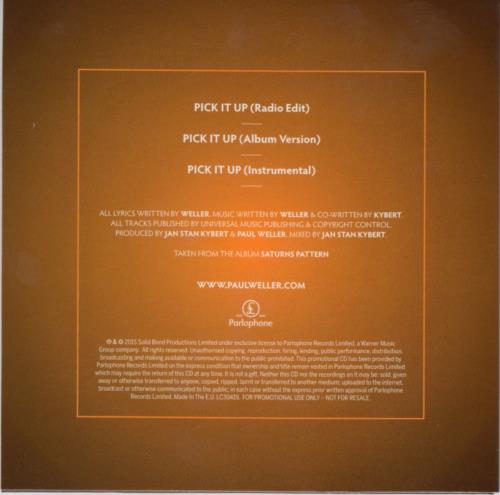 Paul Weller Pick It Up CD-R acetate UK WELCRPI645438