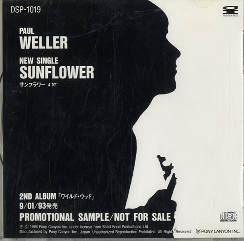 Paul Weller Sunflower CD single (CD5 / 5") Japanese WELC5SU48372