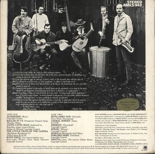 Paul Winter The Winter Consort vinyl LP album (LP record) UK PQ8LPTH719089