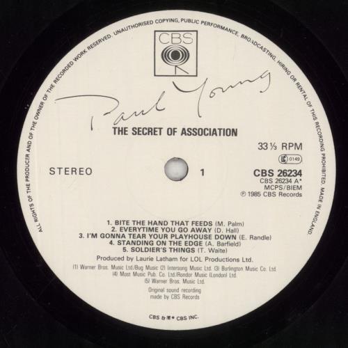 Paul Young The Secret Of Association - Signed vinyl LP album (LP record) UK PYOLPTH854785