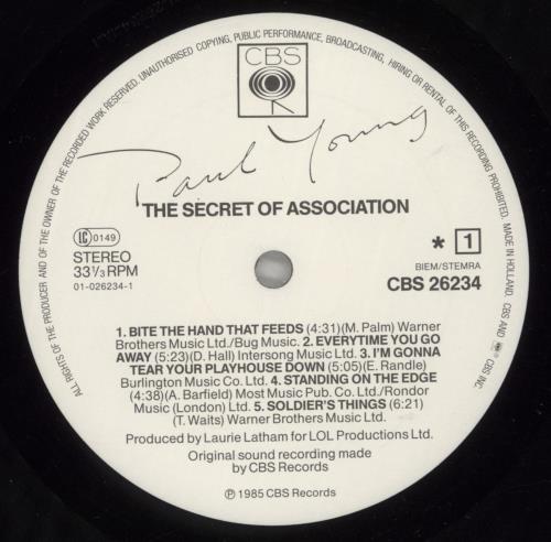 Paul Young The Secret Of Association vinyl LP album (LP record) UK PYOLPTH231409