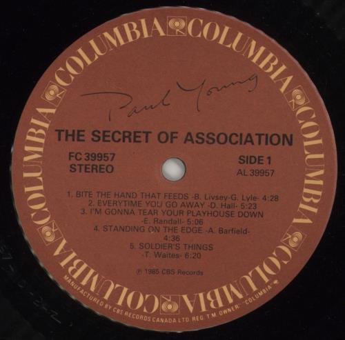 Paul Young The Secret Of Association vinyl LP album (LP record) Canadian PYOLPTH879915