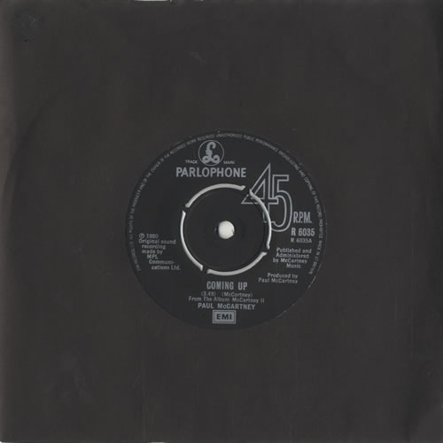 Paul McCartney and Wings Coming Up UK 7" vinyl single (7 inch record