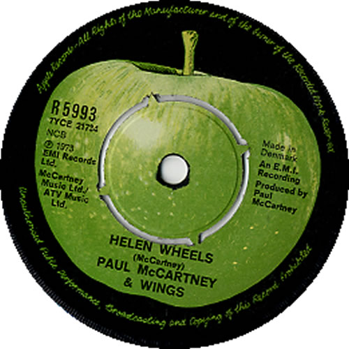 Paul McCartney and Wings Helen Wheels P/S Danish 7" vinyl single (7