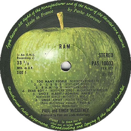 Paul McCartney and Wings Ram Pathé UK vinyl LP album (LP record) (348203)