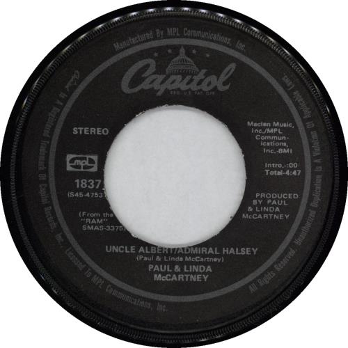 Paul McCartney and Wings Uncle Albert / Admiral Halsey US 7" vinyl