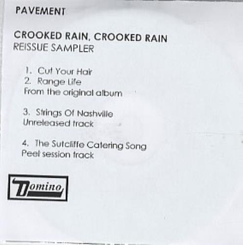 Pavement Crooked Rain Crooked Rain Sampler CD-R acetate UK PMTCRCR310380