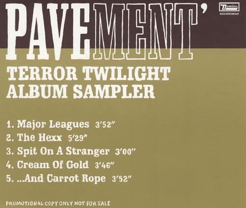 Pavement Terror Twilight Album Sampler CD single (CD5 / 5") UK PMTC5TE139419