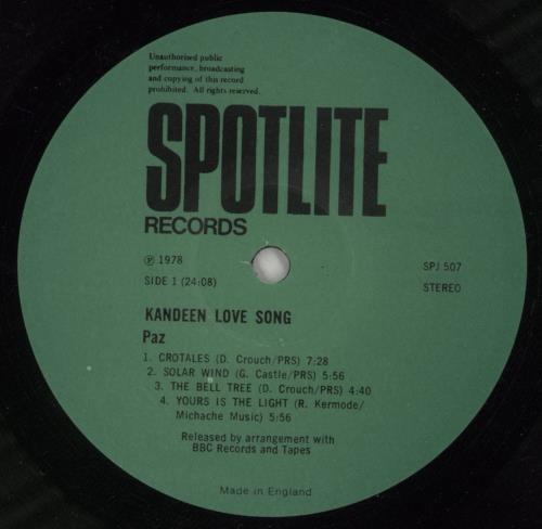 Paz Kandeen Love Song vinyl LP album (LP record) UK PQZLPKA603793