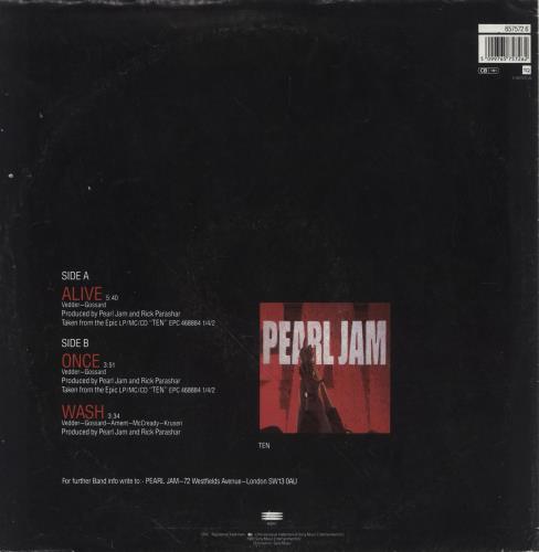 Pearl Jam Alive - Poster Sleeve - VG 12" vinyl single (12 inch record / Maxi-single) UK PJA12AL863465
