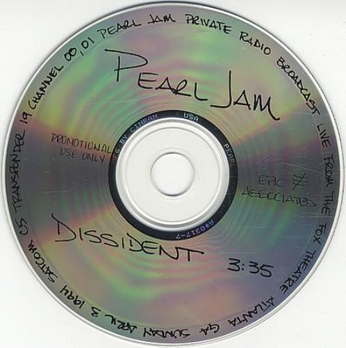 Pearl Jam Dissident CD single (CD5 / 5") US PJAC5DI71509