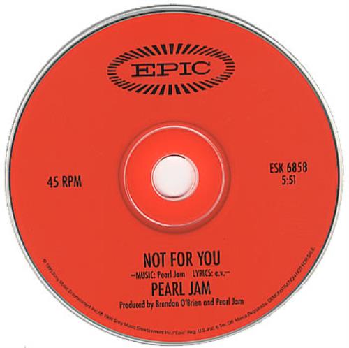 Pearl Jam Not For You CD single (CD5 / 5") US PJAC5NO43062