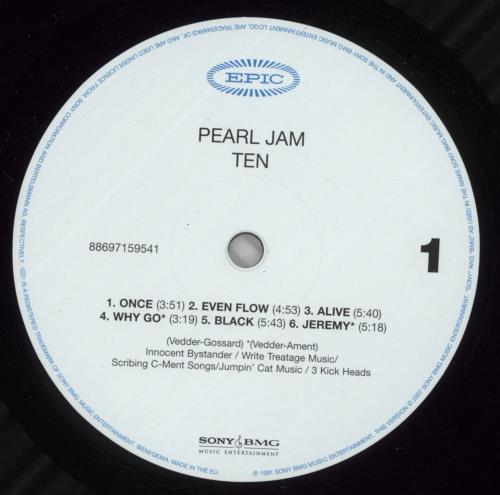Pearl Jam Ten vinyl LP album (LP record) UK PJALPTE887352