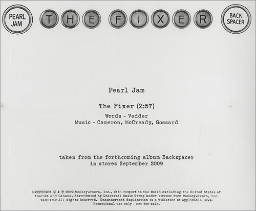 Pearl Jam The Fixer CD-R acetate US PJACRTH485459